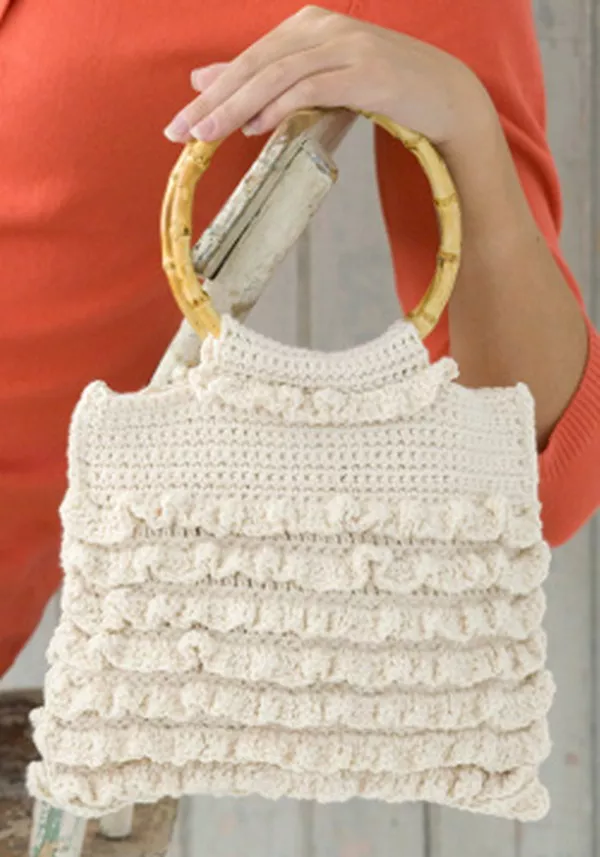 Eco Cotton Blend Crochet Ruffled Bag