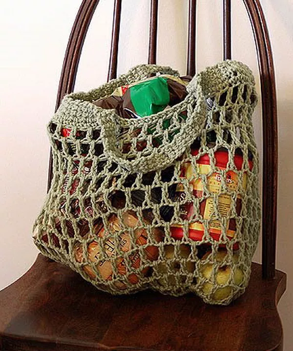 Reusable Crocheted Grocery Bag