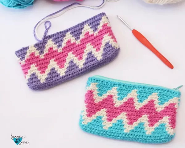 Zig Zag Zipper Bag - Tapestry Crochet Pattern
