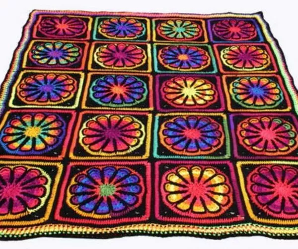 Funky Floral Crochet Throw Pattern