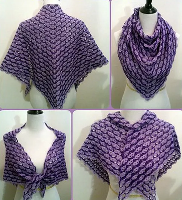 Lavender Blooms Triangle Shawl