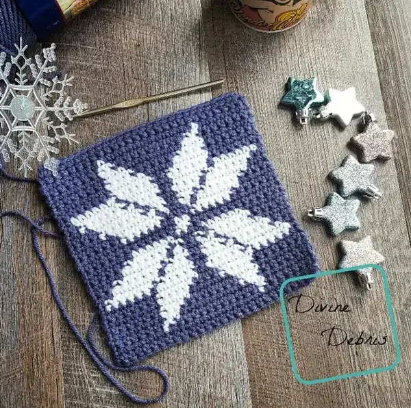 8andquot; Tapestry Snowflake Afghan Square