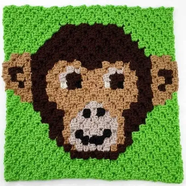 Chimp Lolo C2C Square - Wildlife Graphghan