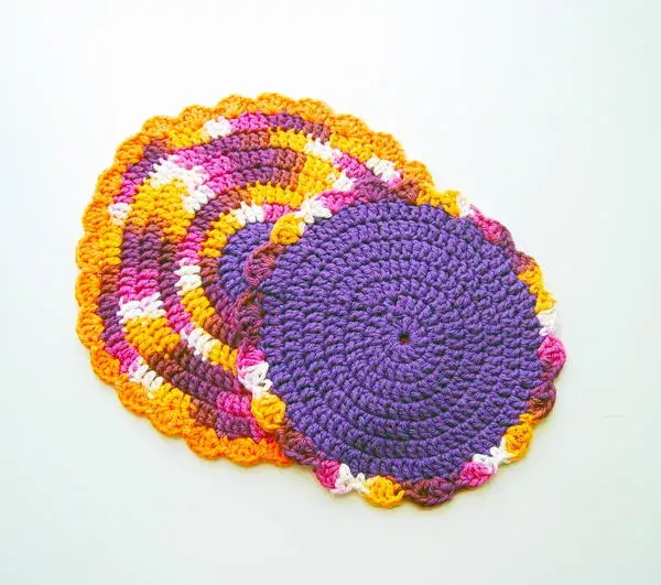 Easy Quick Circular Crochet Flower Dishcloth