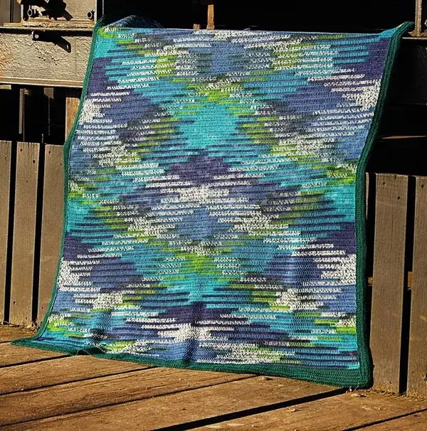 Ice Waves Argyle Crochet Blanket
