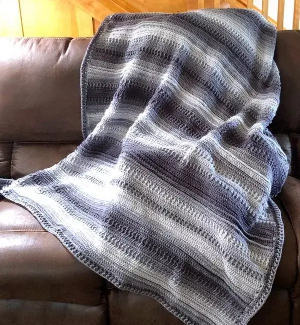 Textured Ombre Crochet Blanket