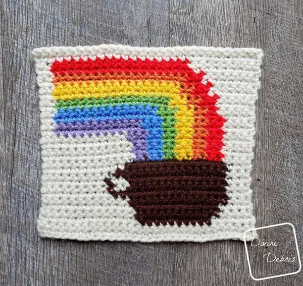 8″ Tapestry Rainbow and Coffee Afghan Square