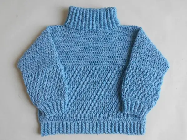 Crochet Sweater High Neck Pullover