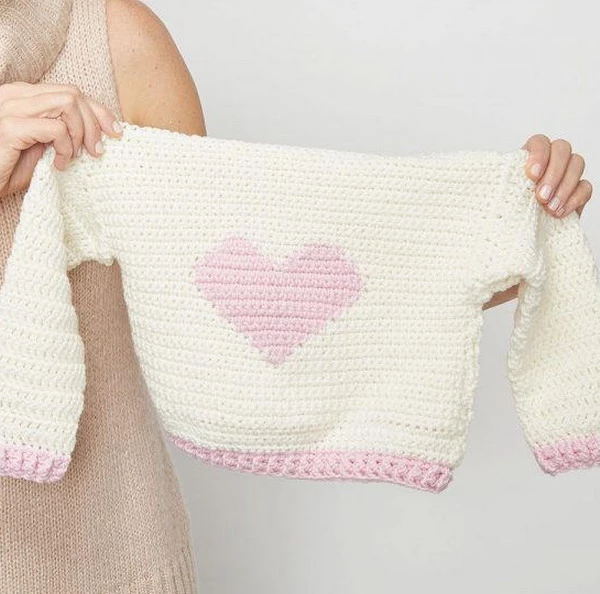 Children’s Heart Sweater Crochet Pattern