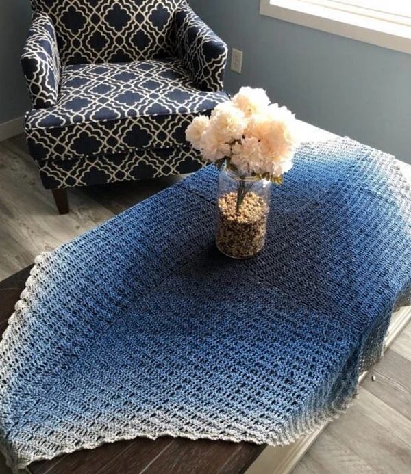 Country Cornflower Blue Crochet Tablecloth Pattern