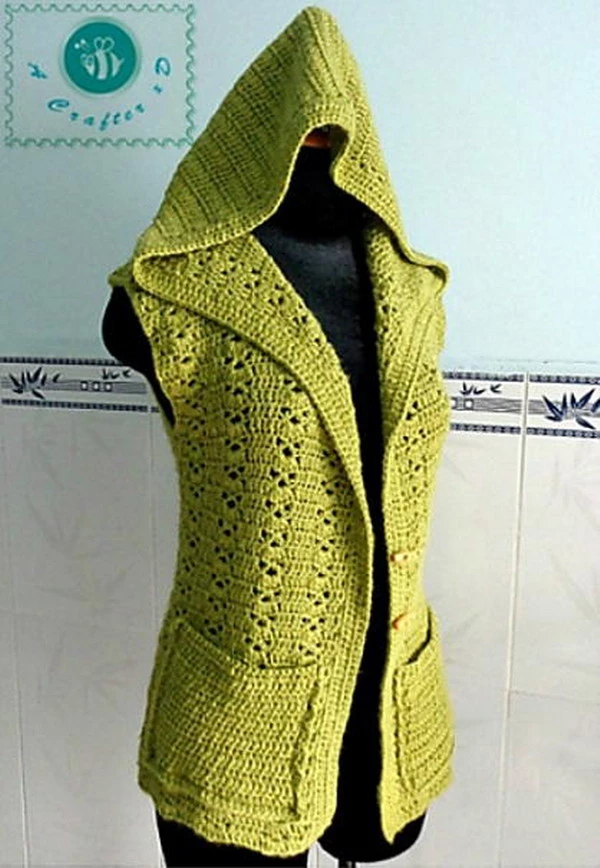 Hooded Crochet Vest