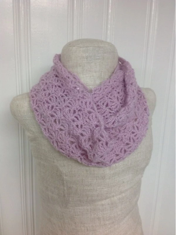 Lacy Shell Crochet Infinity Scarf