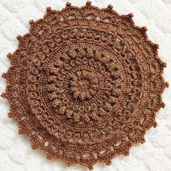Round Textured Crochet Flower Tablemat