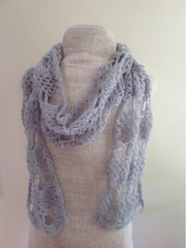 Silver Lace Crochet Scarf Pattern