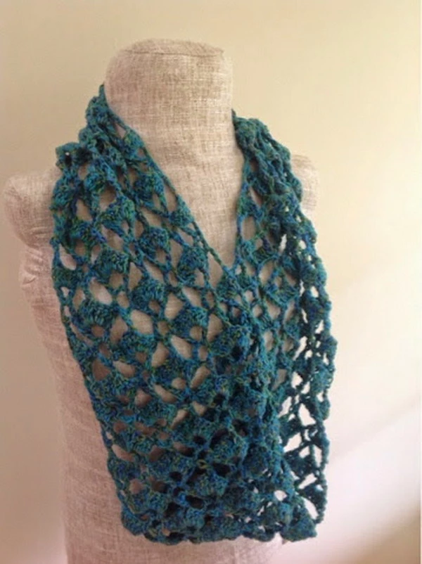 Sparkly Ocean Crochet Infinity Scarf