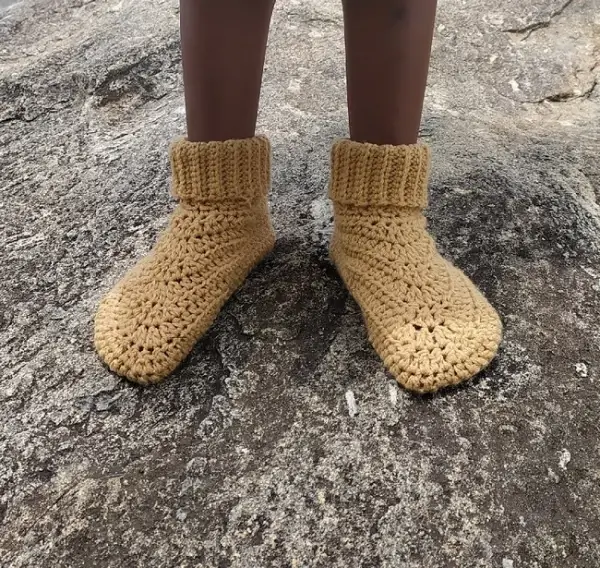 Crochet Kids Slippers Worked Flat