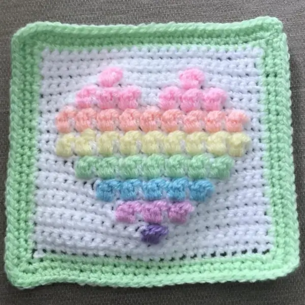 Rainbow bobble heart square