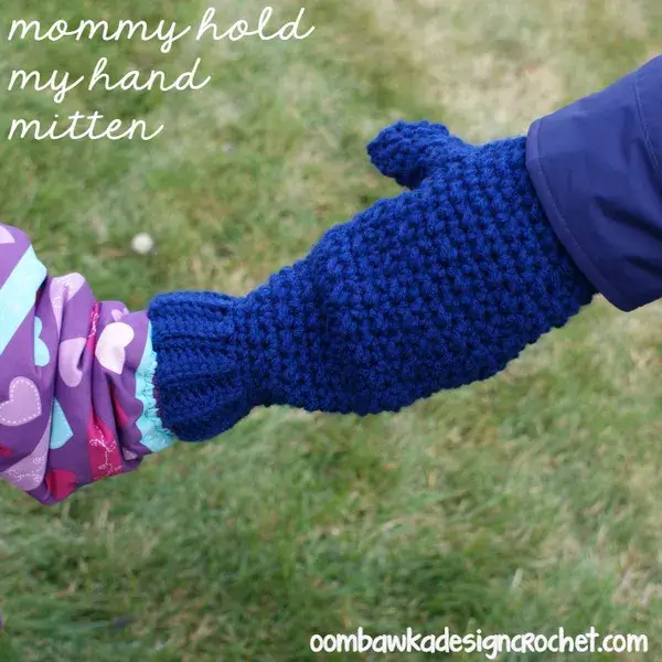 Crochet Hand Holding Mitten