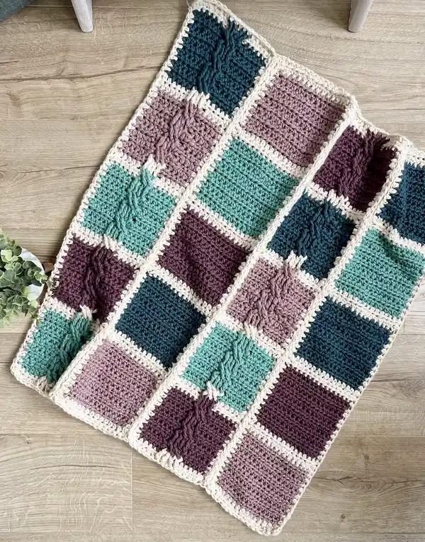 Billow Cable Easy Crochet Patchwork Blanket