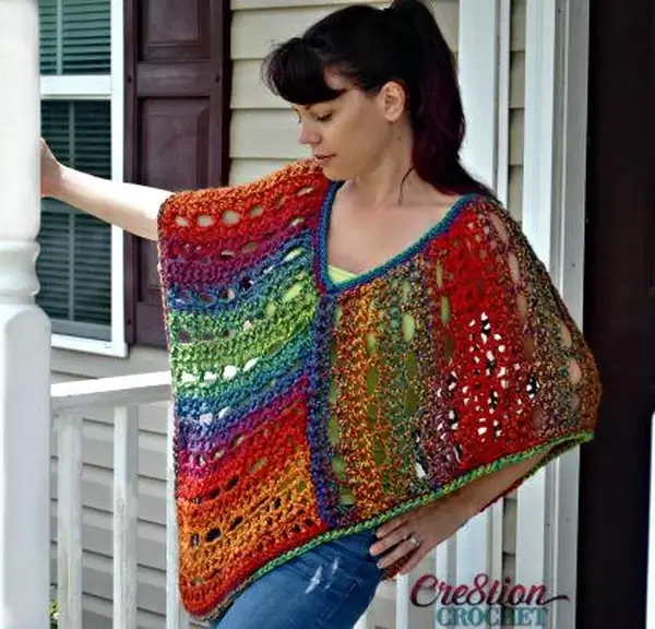 Colorful Crochet Poncho