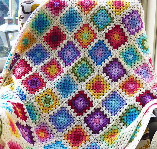 Colourful Granny Rainbow Crochet Baby Blanket