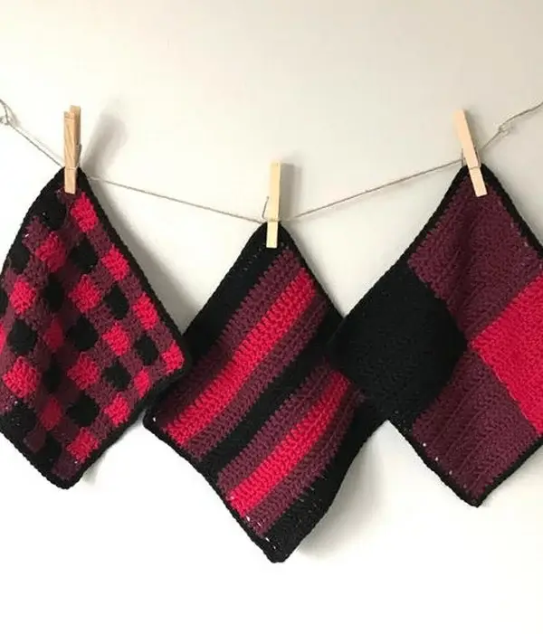 Crochet Buffalo Plaid Dishcloths