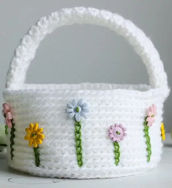Crochet Flower Easter Basket Pattern