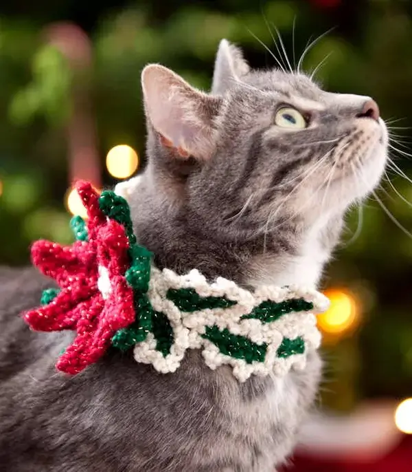 Crochet Holiday Cat Collar Pattern