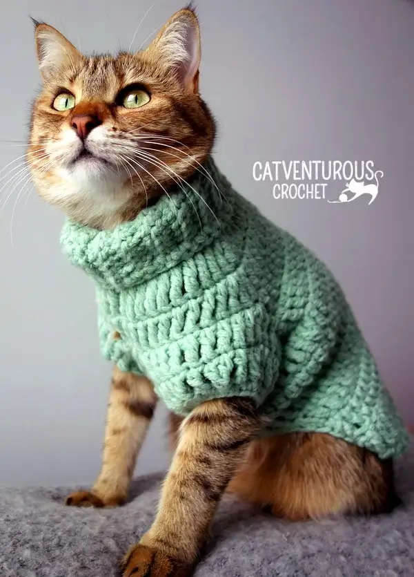 Crochet Rollneck Cat Sweater Pattern