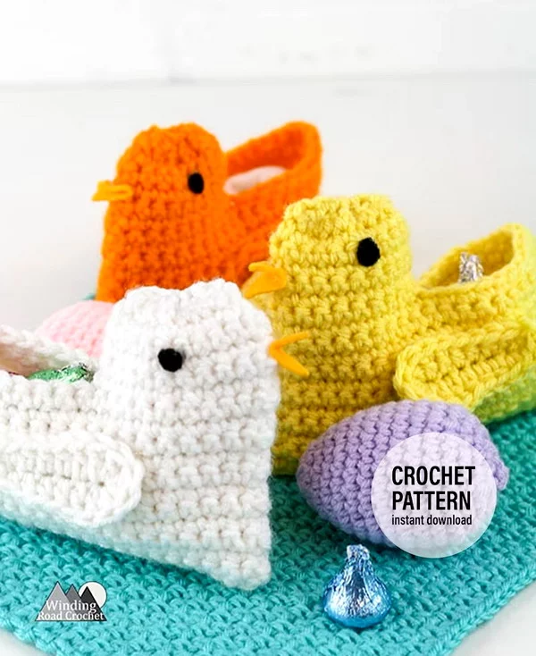 Mini Chick Easter Basket Crochet Pattern
