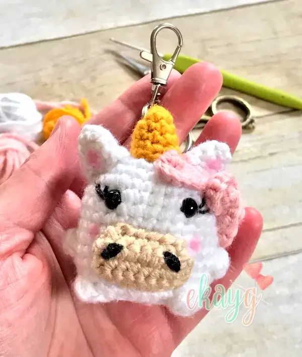 Puffy Stuffy Unicorn Keychain Crochet Pattern