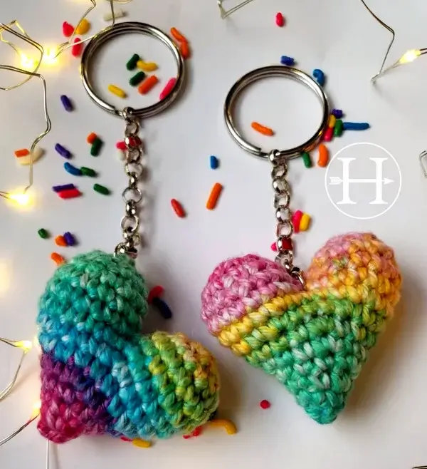Swooning Hearts Amigurumi Keychain Crochet Pattern