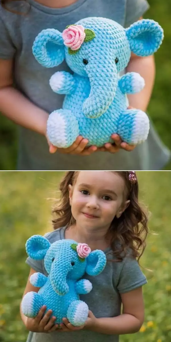 Blue Elephant Free Crochet Pattern