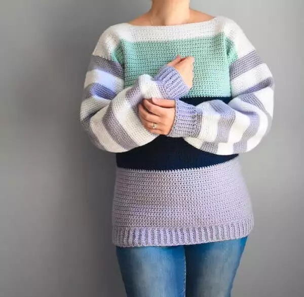 Comfy Crochet Colorblock Sweater Free Pattern