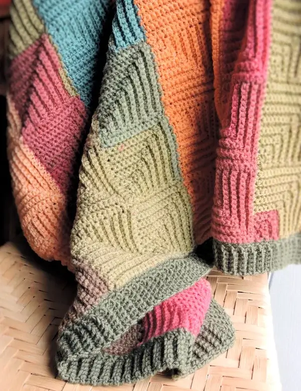 Crochet Modern Patchwork Throw Blanket Pattern
