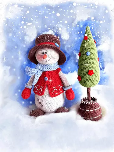 Crochet Snowman Amigurumi With Christmas Tree Pattern By Knit A Miracle