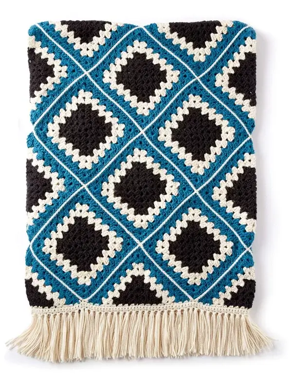 Diamond Crochet Granny Blanket Pattern