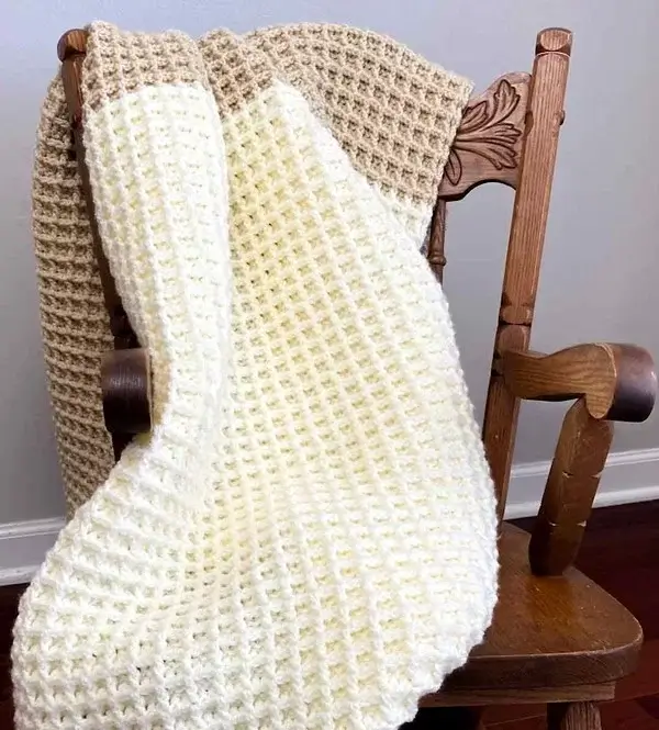 Easy Waffle Stitch Crochet Blanket Pattern