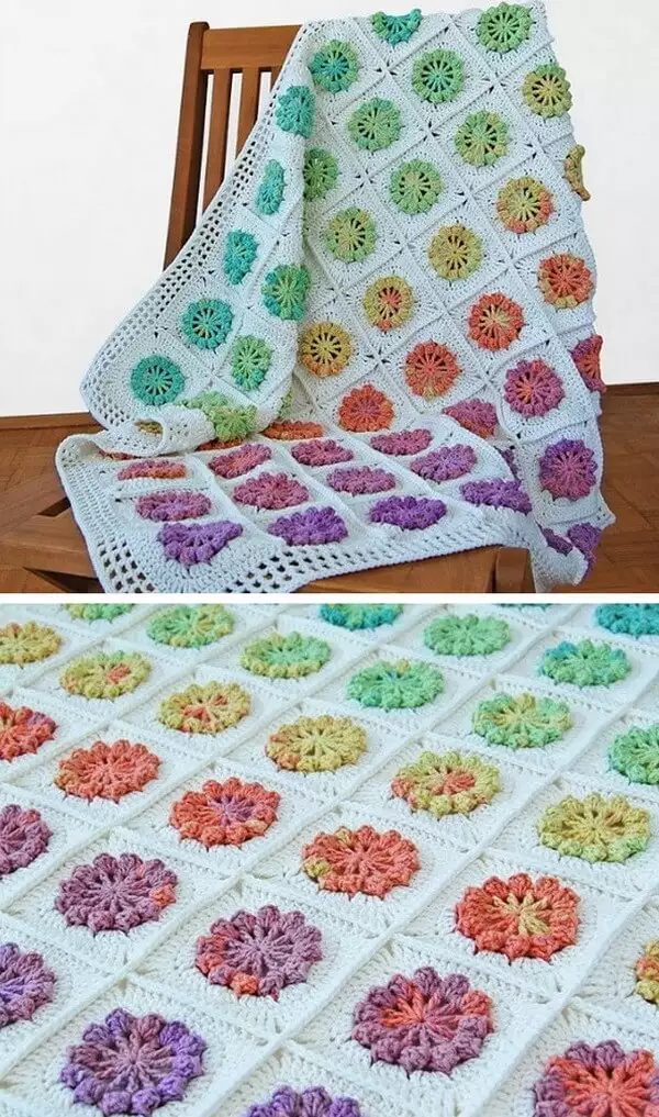 Floral Motif Afghan Baby Blanket Free Crochet Pattern