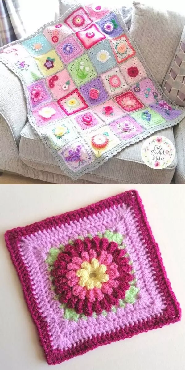 Large Popcorn Flower Free Crochet Pattern