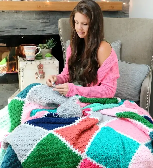 Modern Patchwork Throw Blanket Crochet Pattern