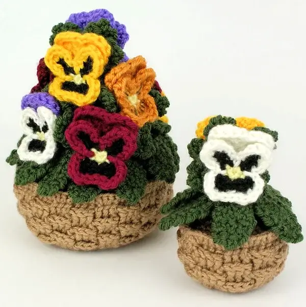 Pansies Potted Plant Crochet Pattern