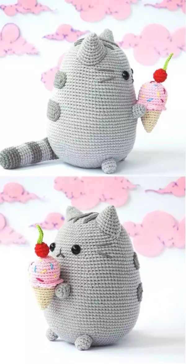 Pusheen with Ice Cream Free Crochet Pattern