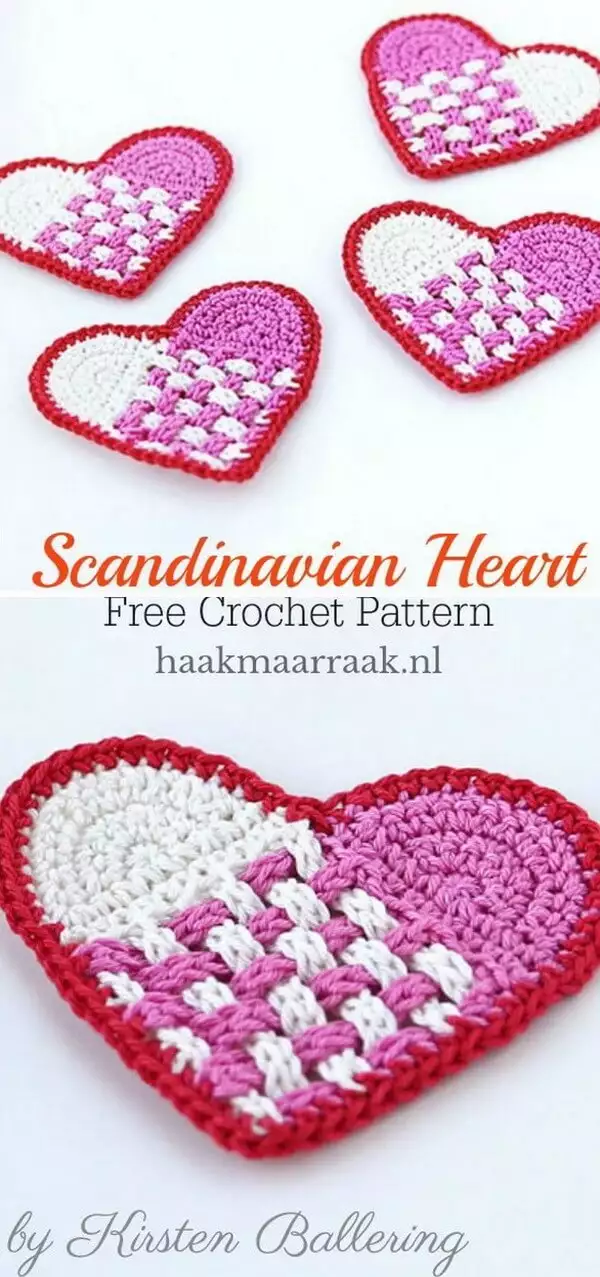Scandinavian Heart Coaster Free Crochet Pattern