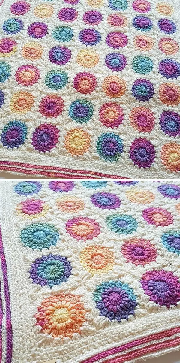 Sunburst Square Crochet Blanket Free Pattern