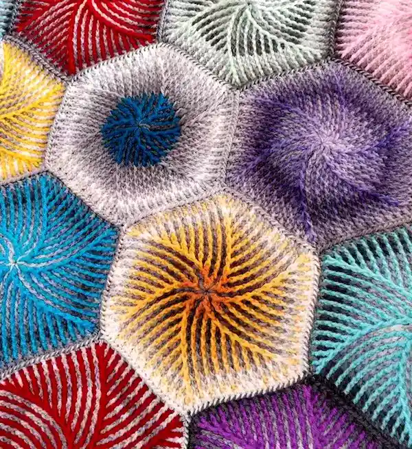 Swirly Candy Brioche Crochet Hexagon Pattern