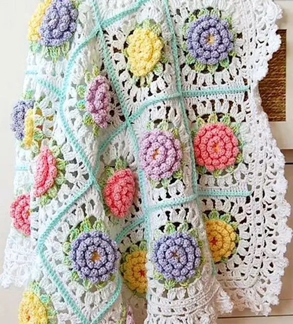 Victorian Flower Blanket Crochet Pattern