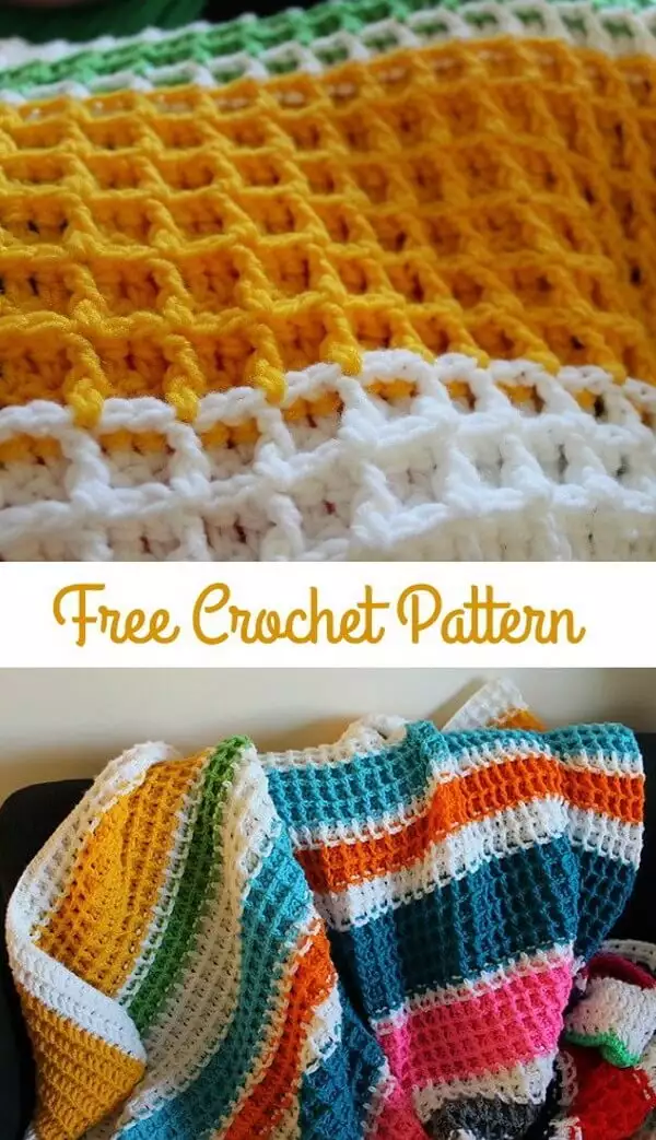 Waffle Stitch Crochet Blanket Free Crochet Pattern