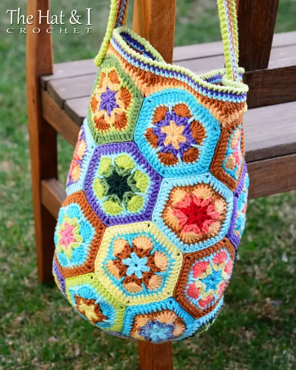 African Flower Free Crochet Tote Bag Pattern
