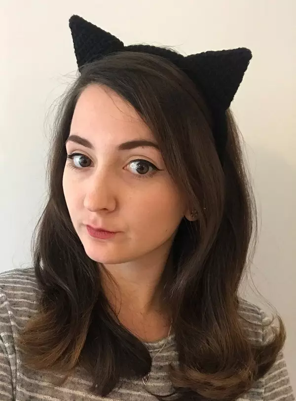 Black Cat Ears Headband Crochet Pattern